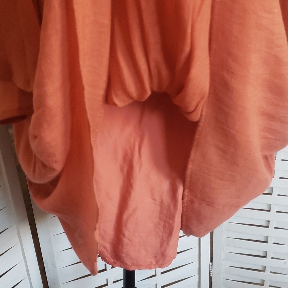 Umgee waterfall sleeves embroidery high waist woman dress orange burnt size S - Picture 6 of 7